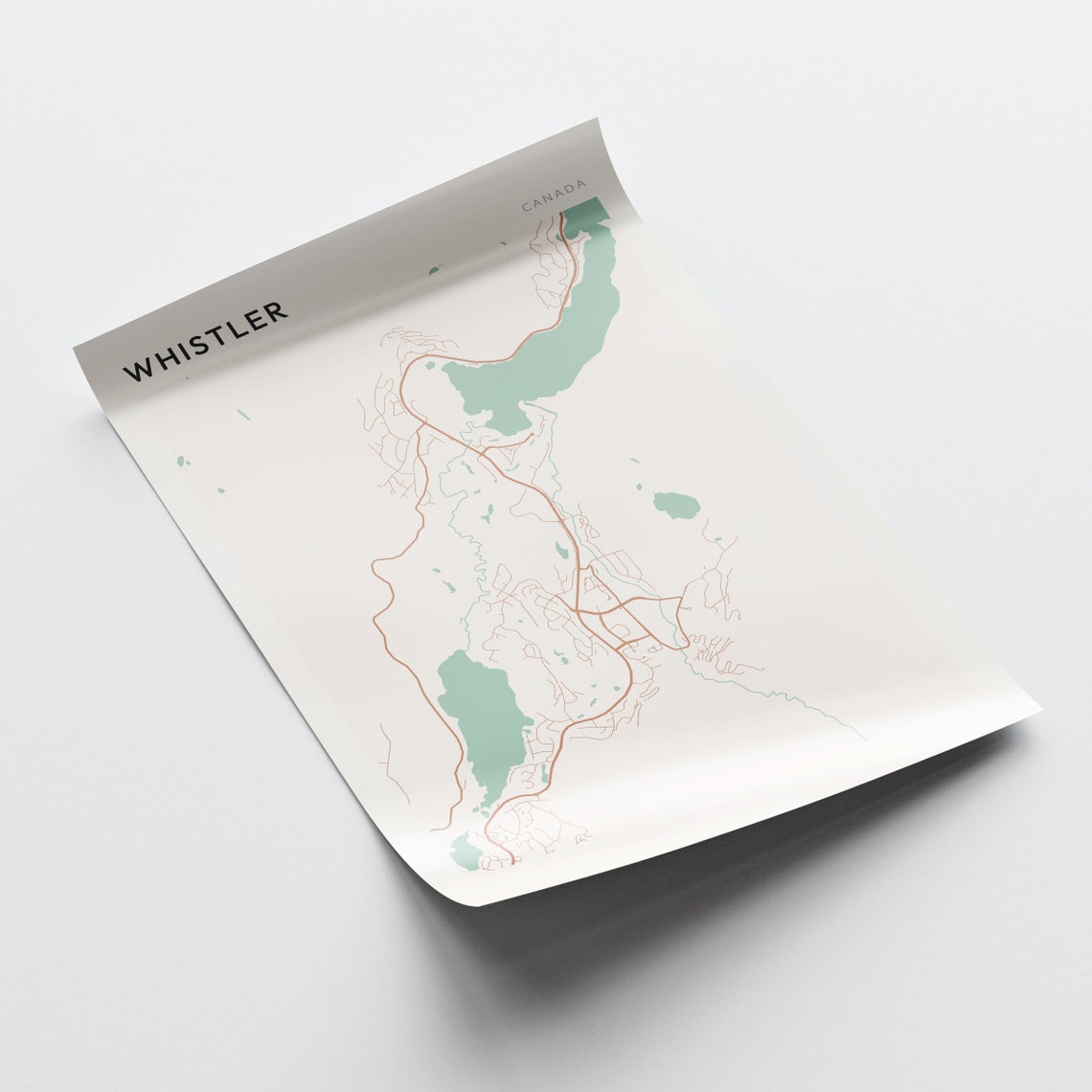 Whistler Canada Minimalist Mountain Street Map Travel Poster - Image 2