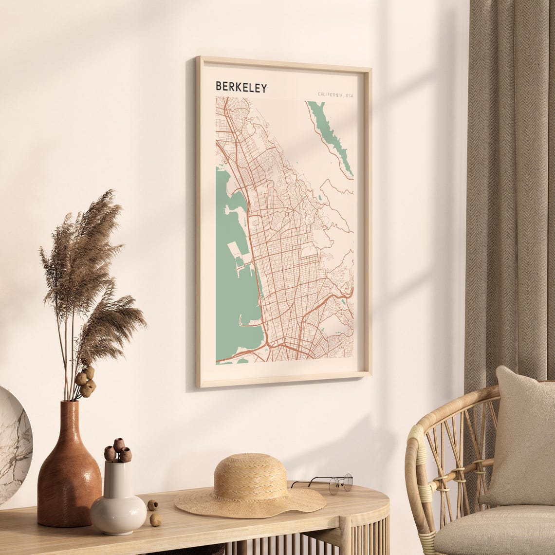 Berkeley California Terracotta Line Map Poster for Home Decor - Image 3