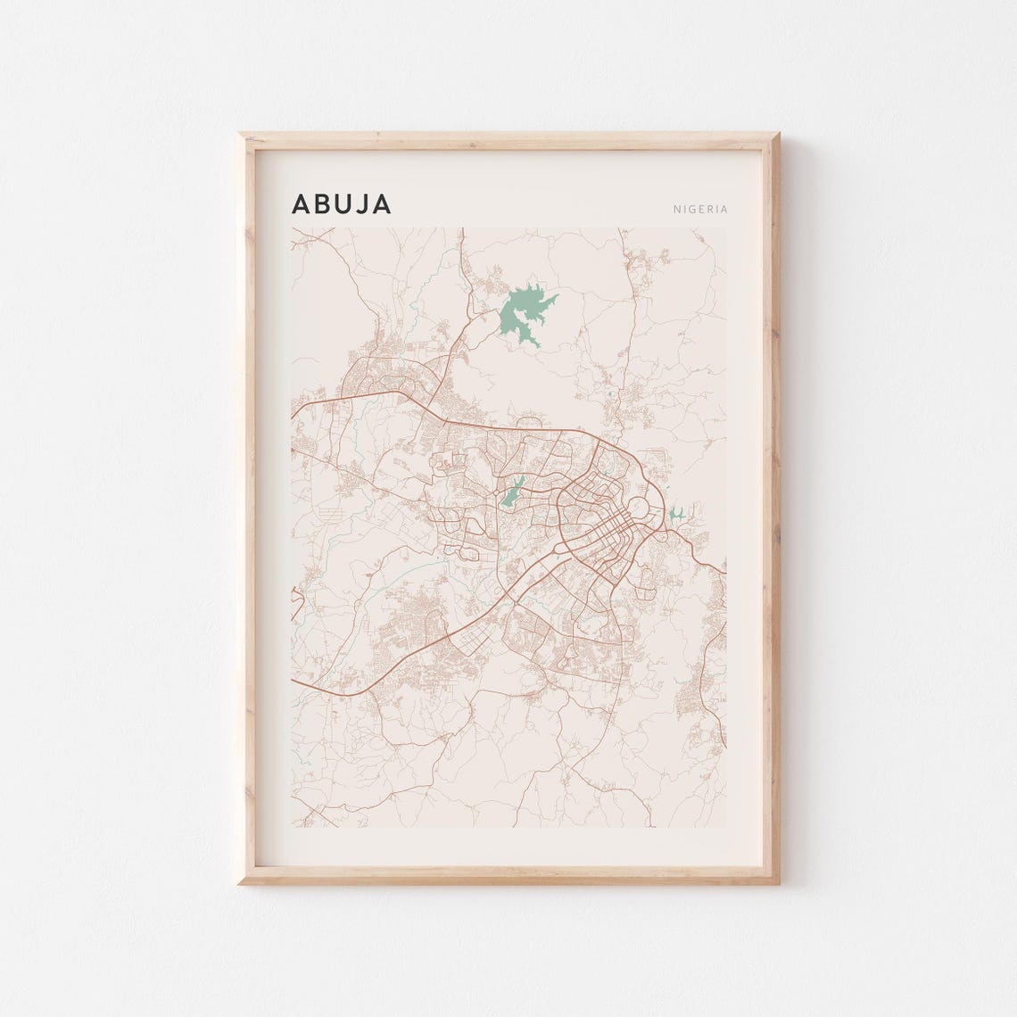 Abuja Map Poster Print Wall Art Nigeria Africa Travel Gift Minimalist