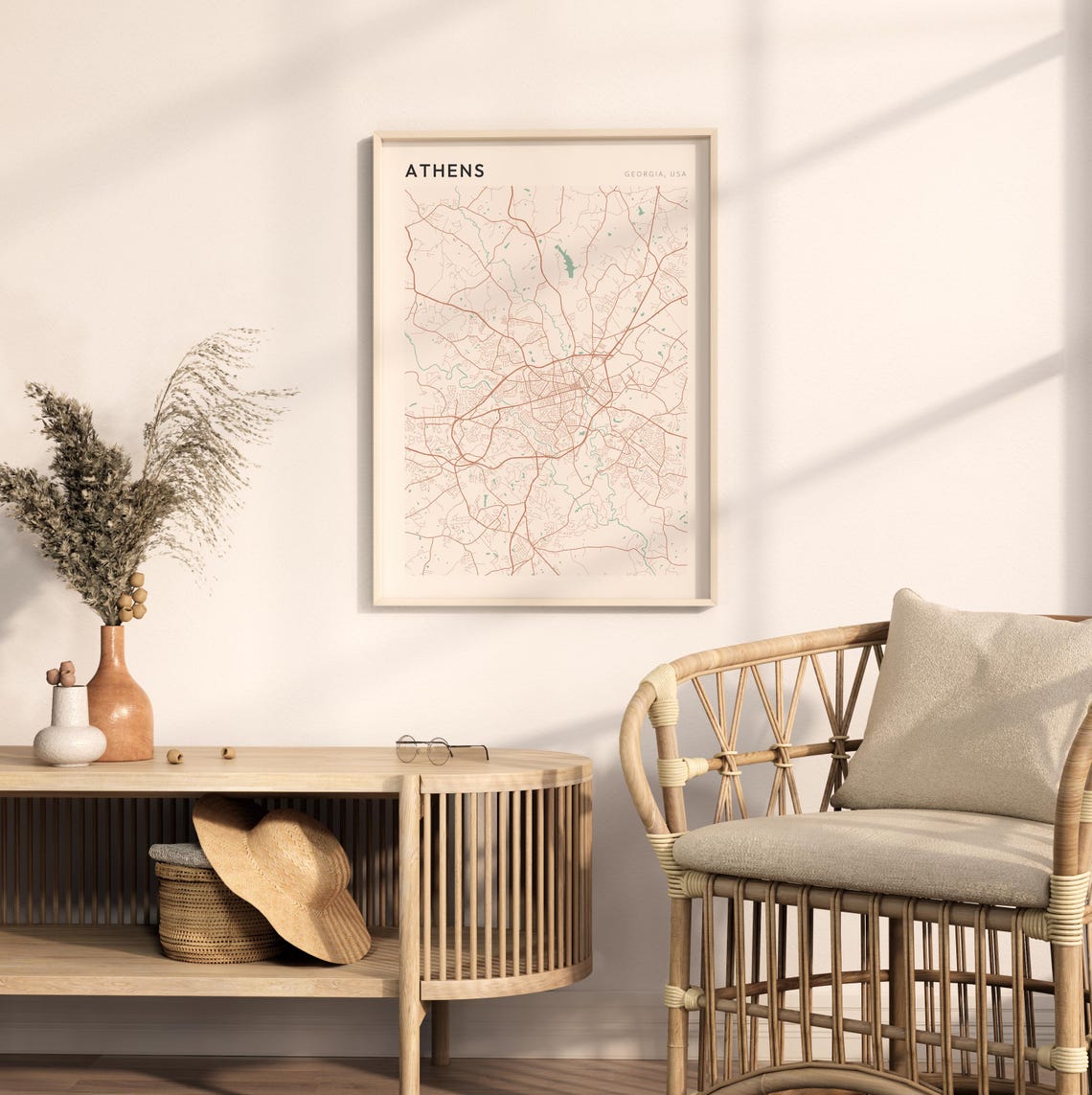 Athens Georgia Minimalist Terracotta Street Line Art Map Poster - Image 2