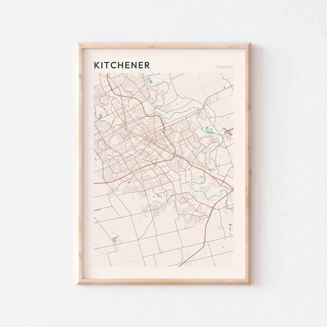 Kitchener Map Poster, Ontario Canada Travel Poster