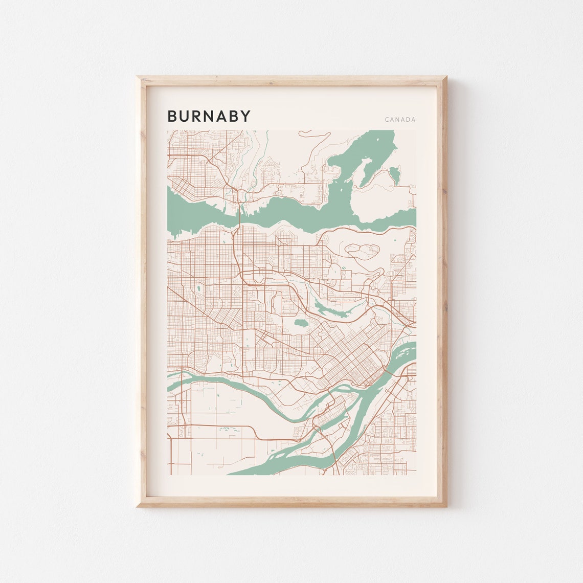 Burnaby Canada Minimalist City Street Map Art Poster Home Decor