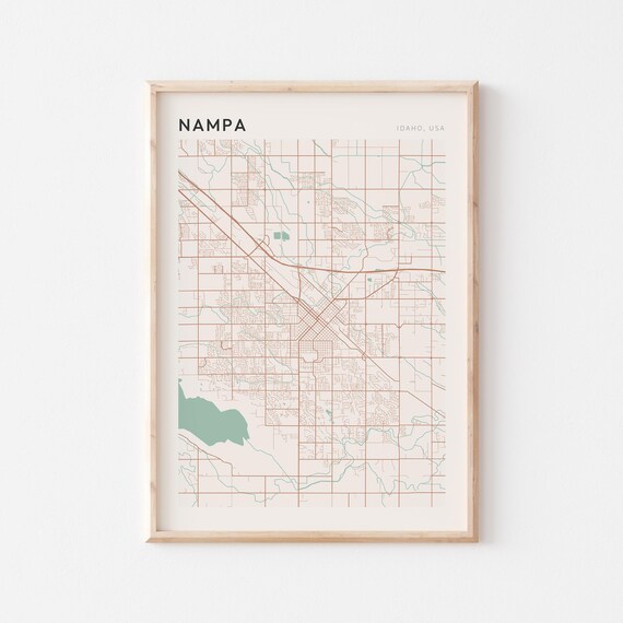Nampa Idaho Minimalist Terracotta Street Line Art Map Poster