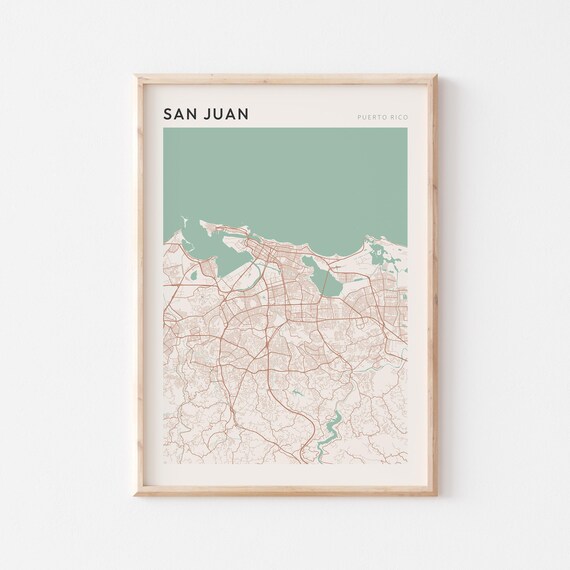 San Juan Map Poster Print Wall Art Puerto Rico Travel Gift Minimalist