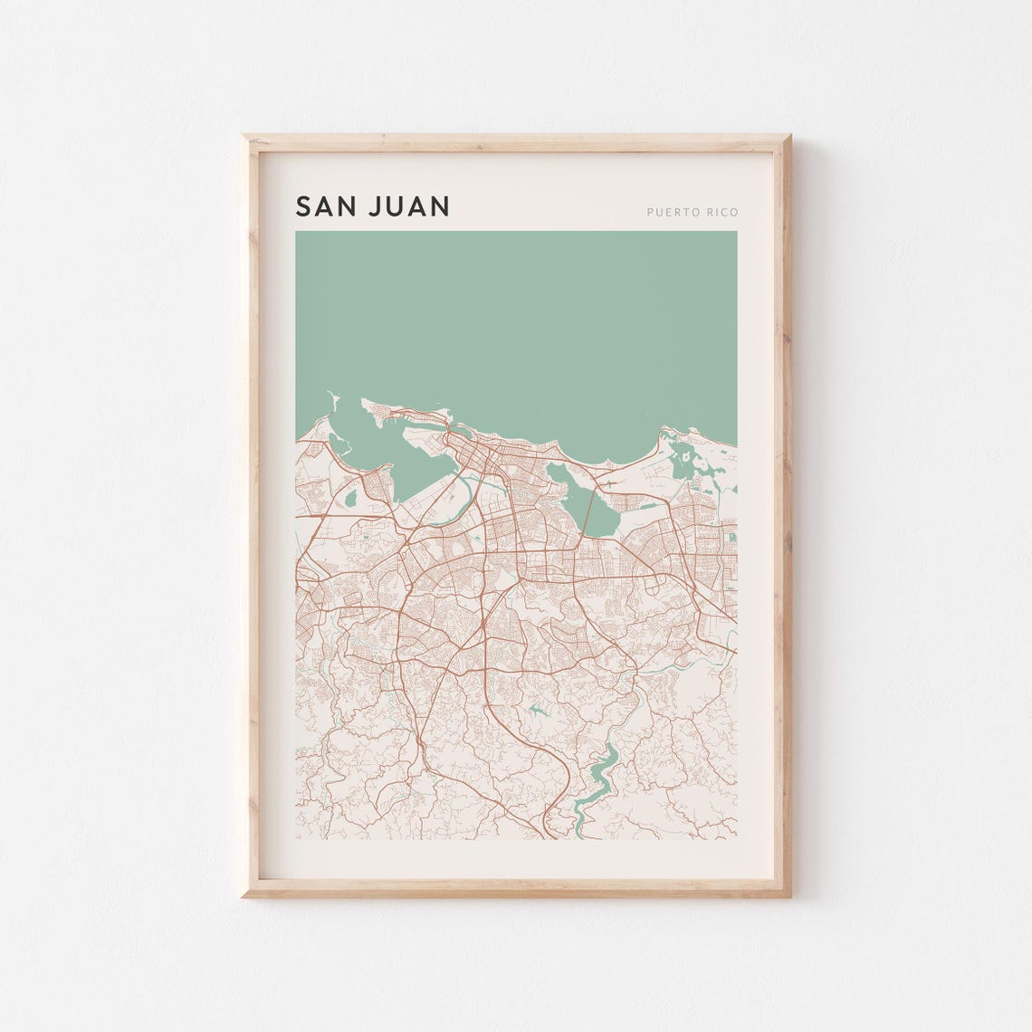 San Juan Puerto Rico Minimalist Terracotta City Map Art Poster