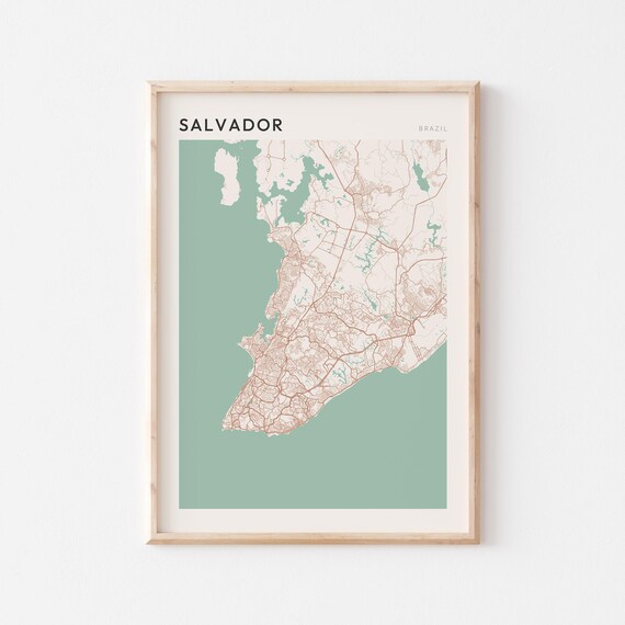 Salvador Map Poster Print Wall Art Brazil Travel Gift Minimalist