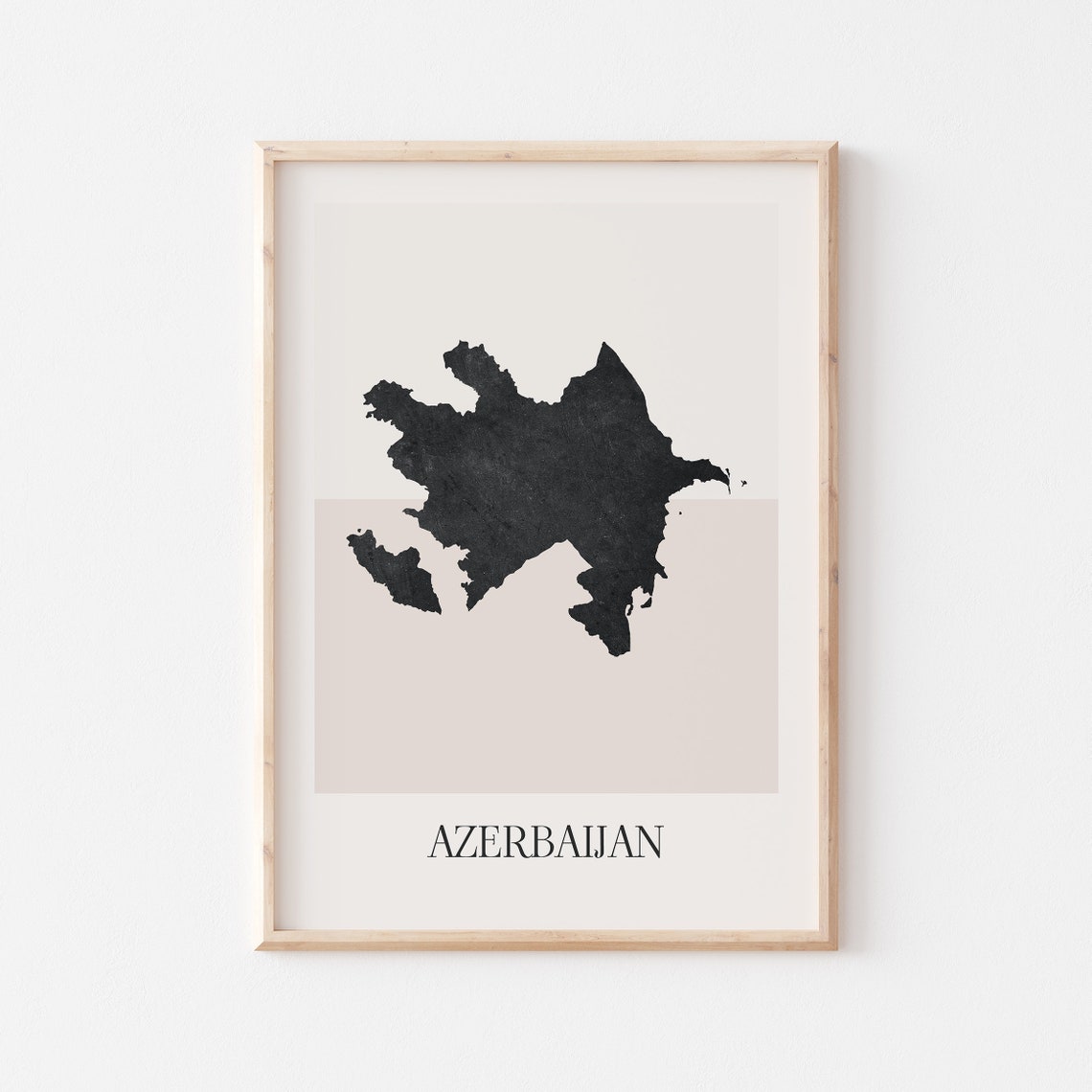 Azerbaijan South Caucasus Black Silhouette Country Map Poster