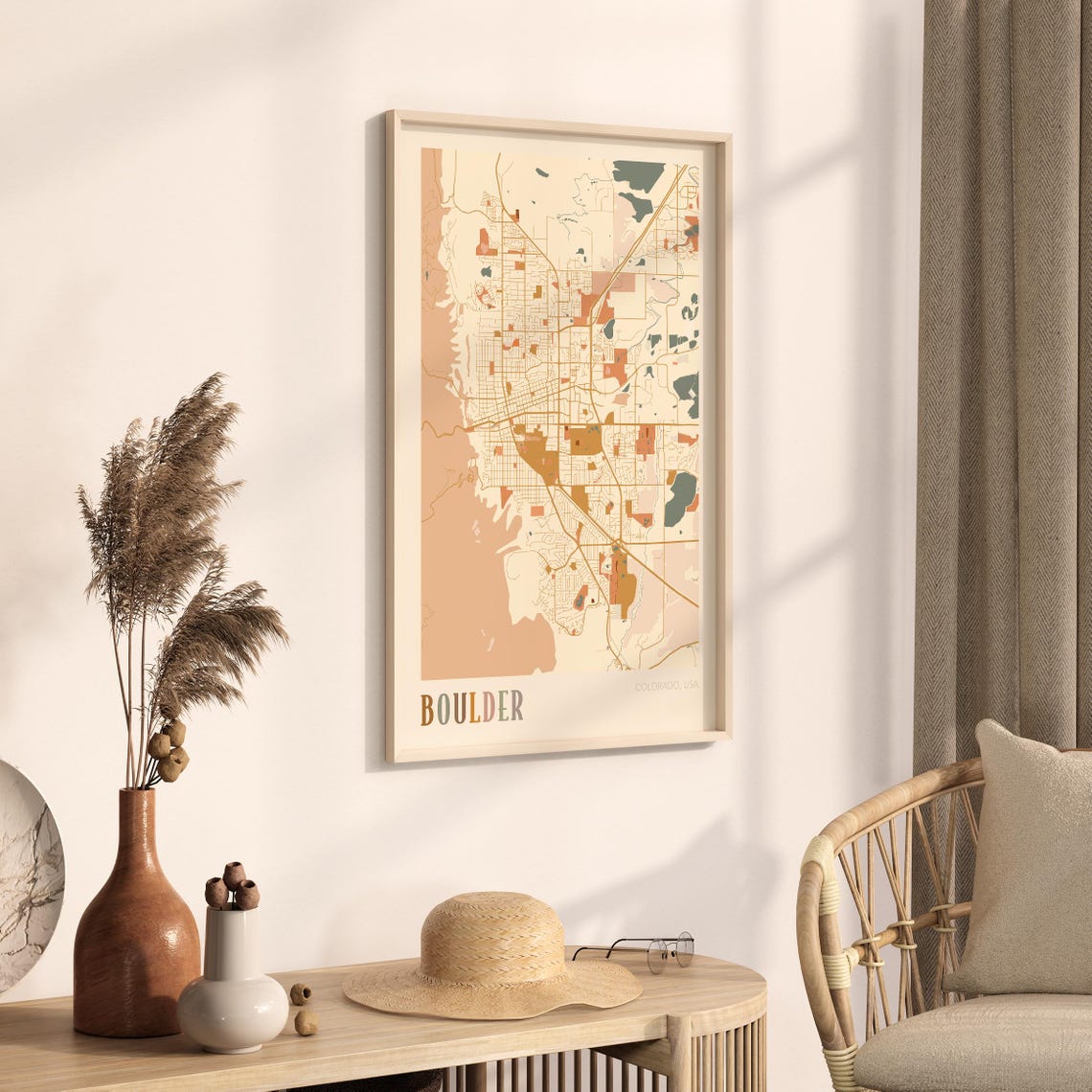 Boulder Colorado Modern Block Style City Map Wall Decor Poster - Image 3