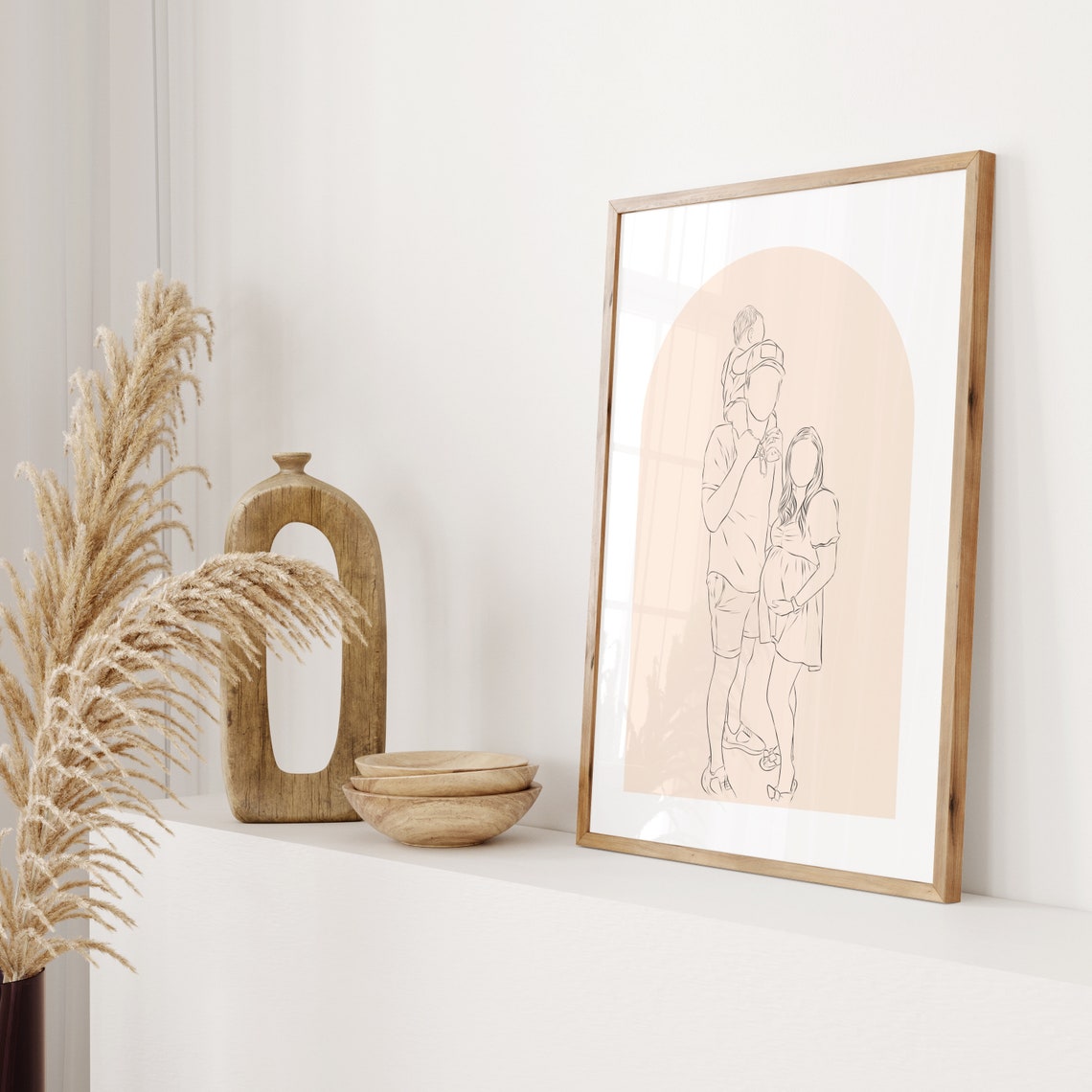 Minimalist Couple Line Art Drawing Custom Style Portrait Poster - Image 2