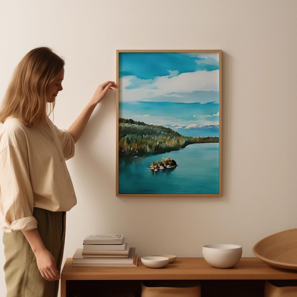 Lake Tahoe Watercolor Painting Lake Tahoe Art Print Lake Tahoe Wall Art Travel Poster Travel Gift Art Print Unique Home Decor - Image 3