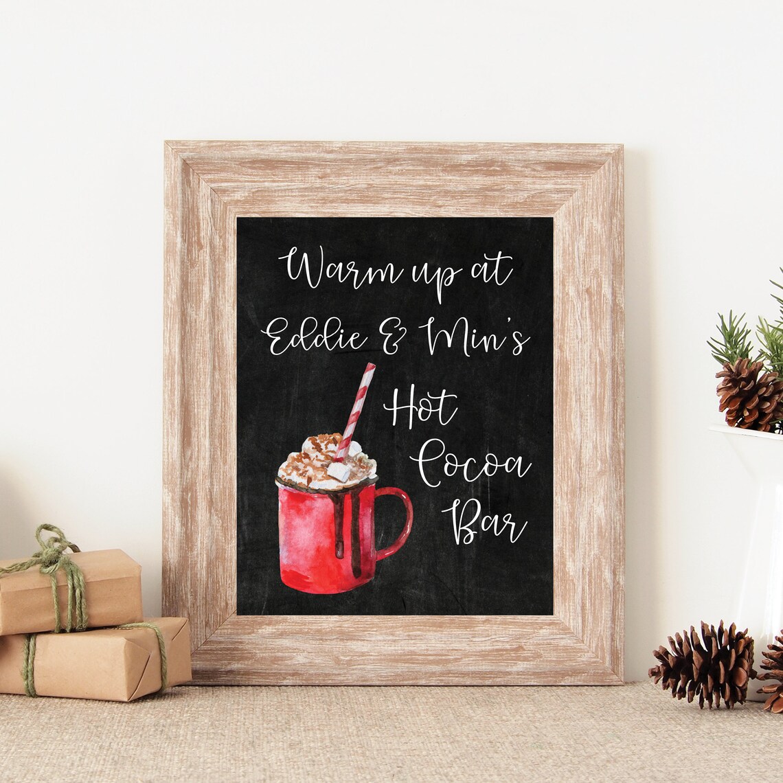 Wedding Hot Cocoa Bar Sign, Custom Christmas Winter