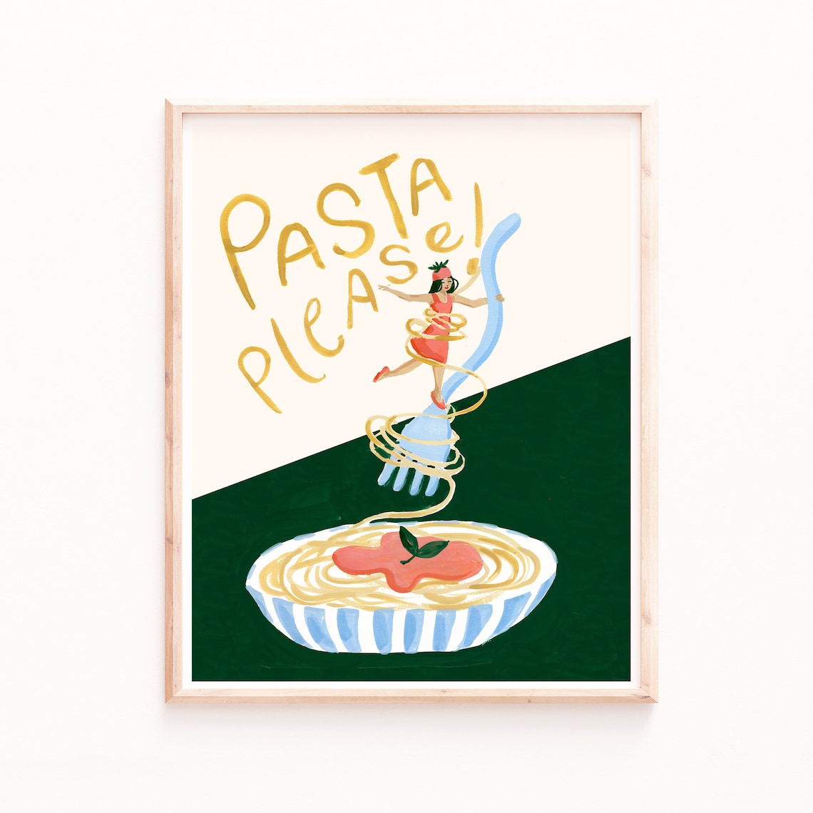 Pasta Poster Print, Modern Retro Kitchen Art
