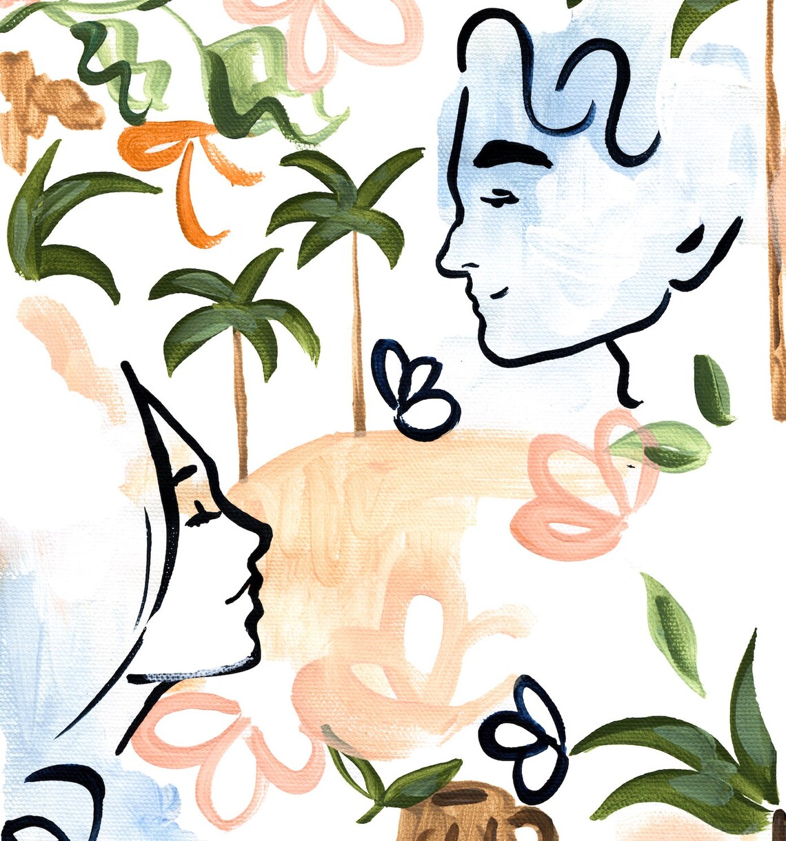 Amour Art Print, Abstract Couple Portrait - Image 3