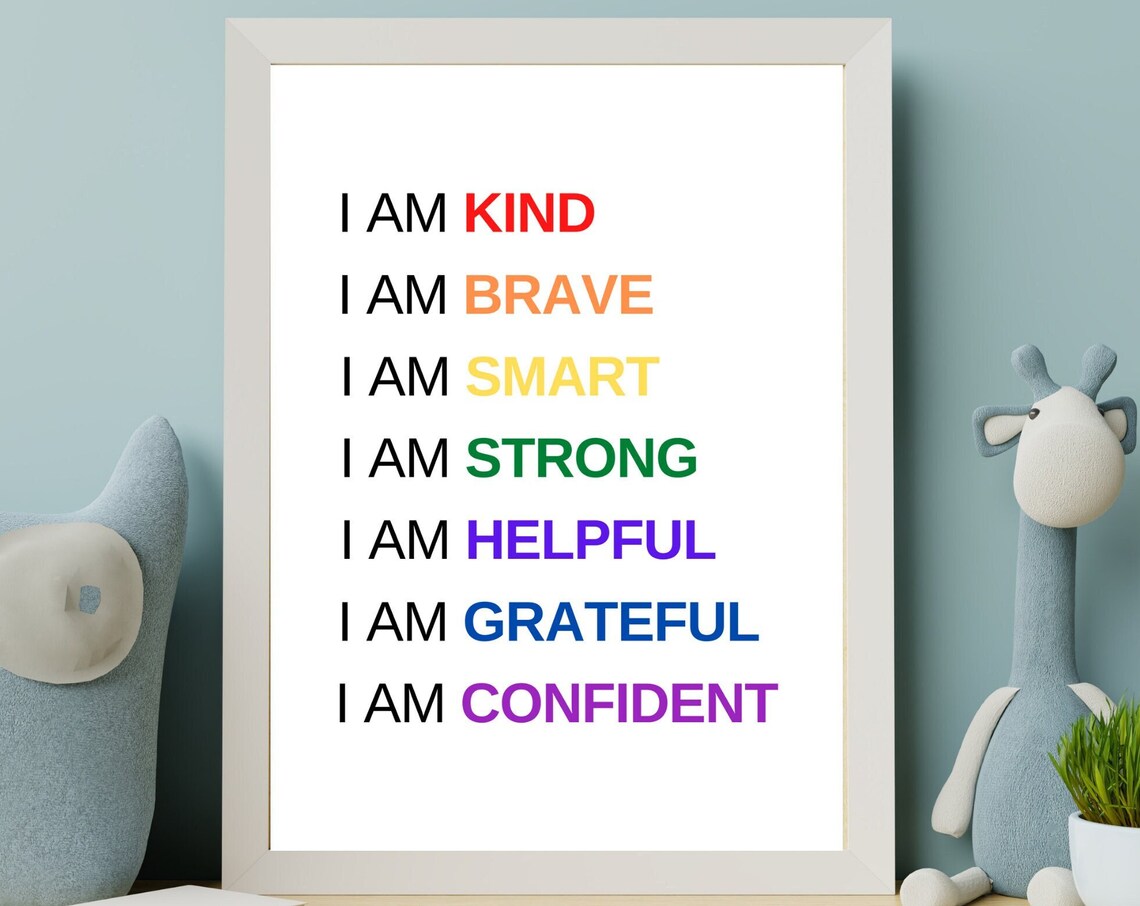Rainbow Kids Affirmations I Am Kind Brave Smart Strong Poster