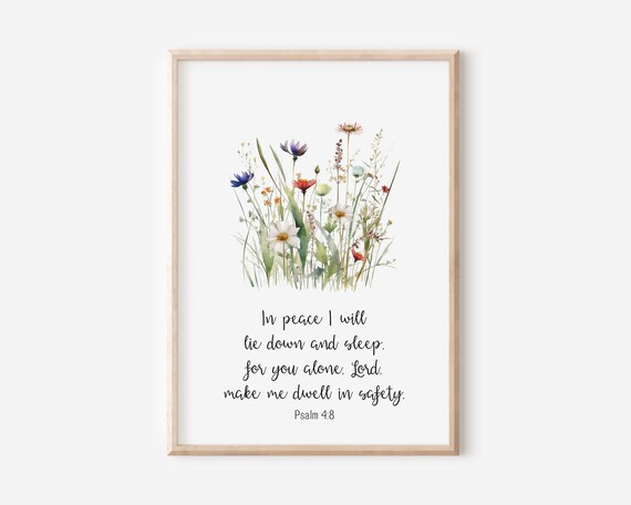 Psalm 4:8 In Peace I Will Lie Down And Sleep Wildflower Wall Art