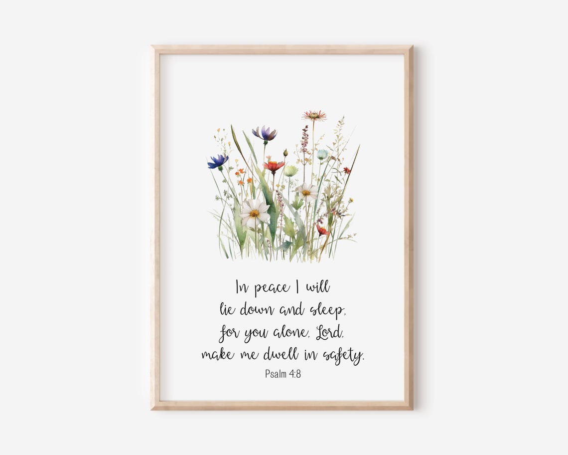 Psalm 4:8 In Peace I Will Lie Down And Sleep Wildflower Wall Art