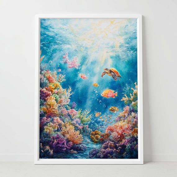 Great Barrier Reef Print Australia Wall Art Ocean Gift Sea Poster Painting Decor Canvas Coastal Home