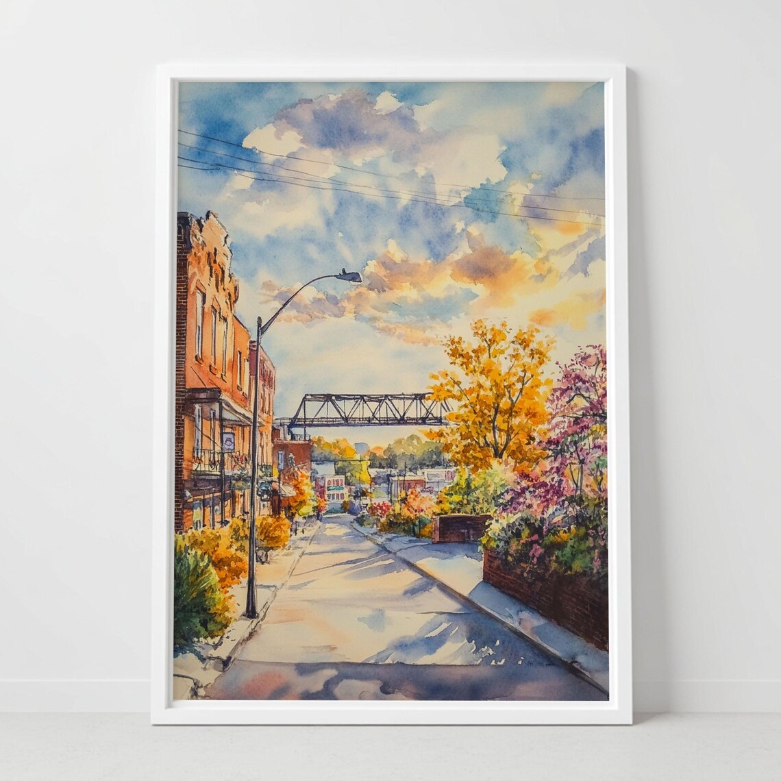 Phoenixville Pennsylvania Trestle Bridge Street Watercolor Poster