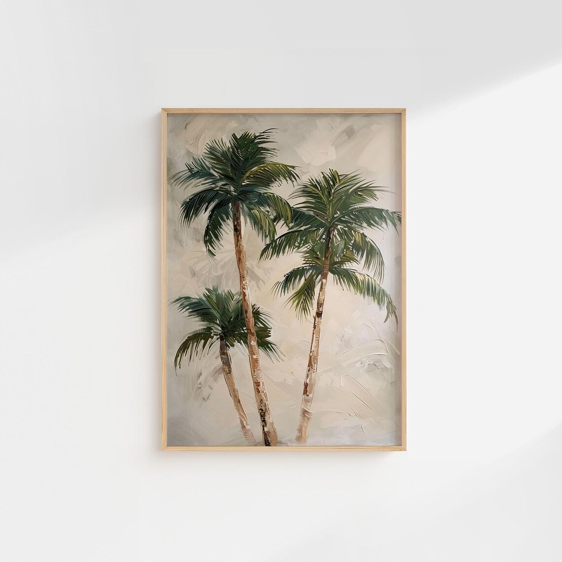 Tropical Palm Tree Soft Painting, Boho Coastal Poster
