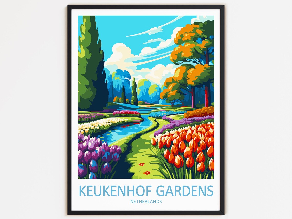 Keukenhof Gardens Travel Poster, Netherlands Gift