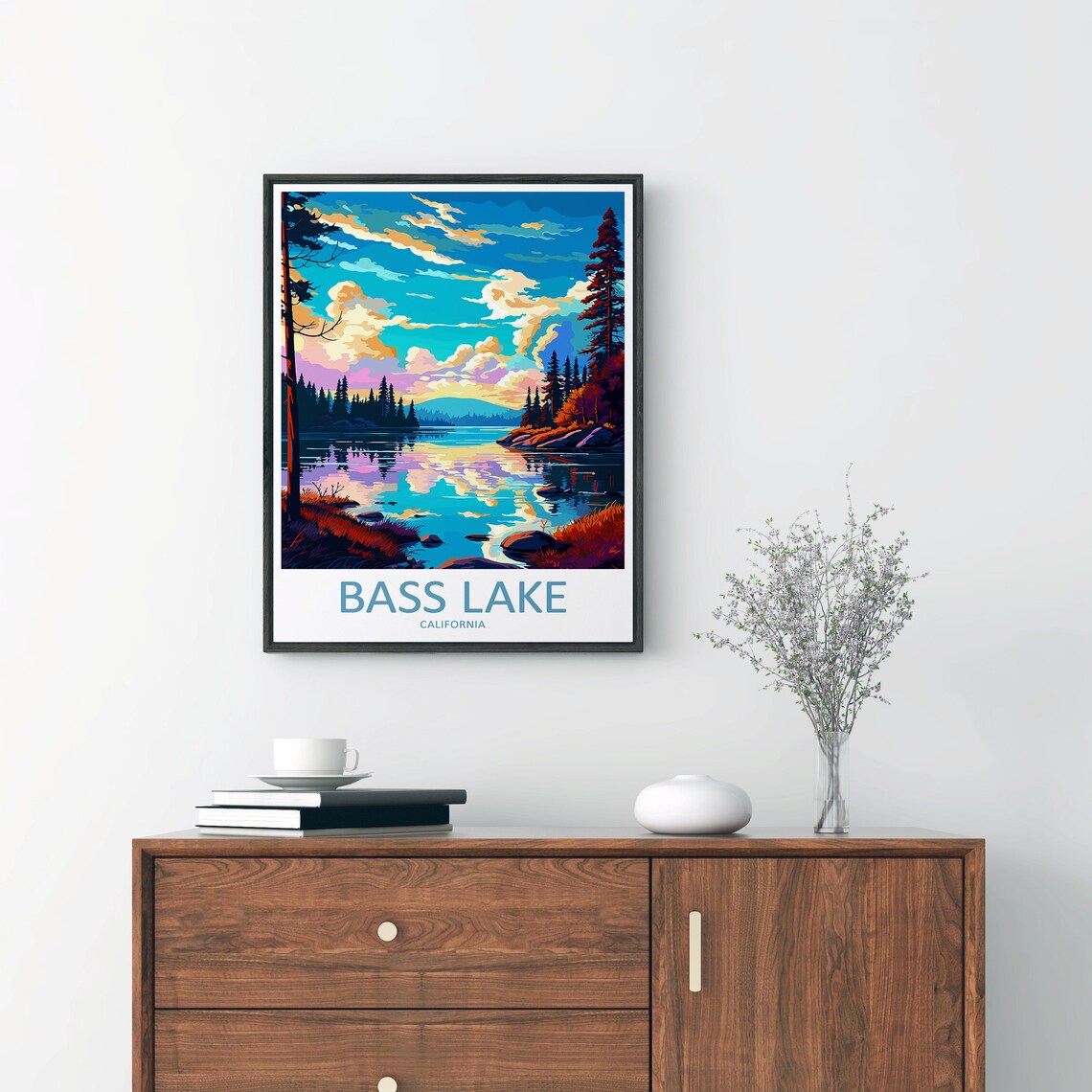 Bass Lake Travel Poster, California Landscape - Image 2