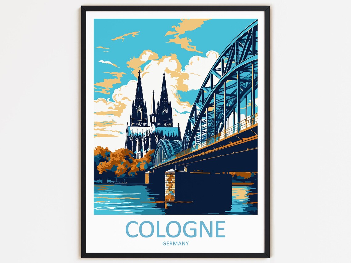 Cologne Travel Poster, Germany Wall Decor