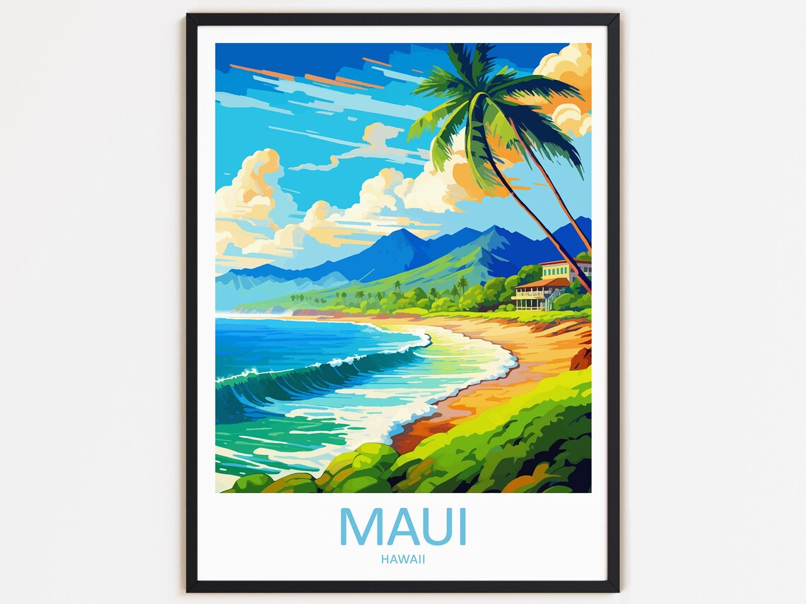 Maui Travel Poster, Hawaii Home Decoration