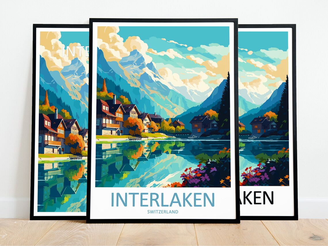 Interlaken Travel Poster, Switzerland Home Decor - Image 3