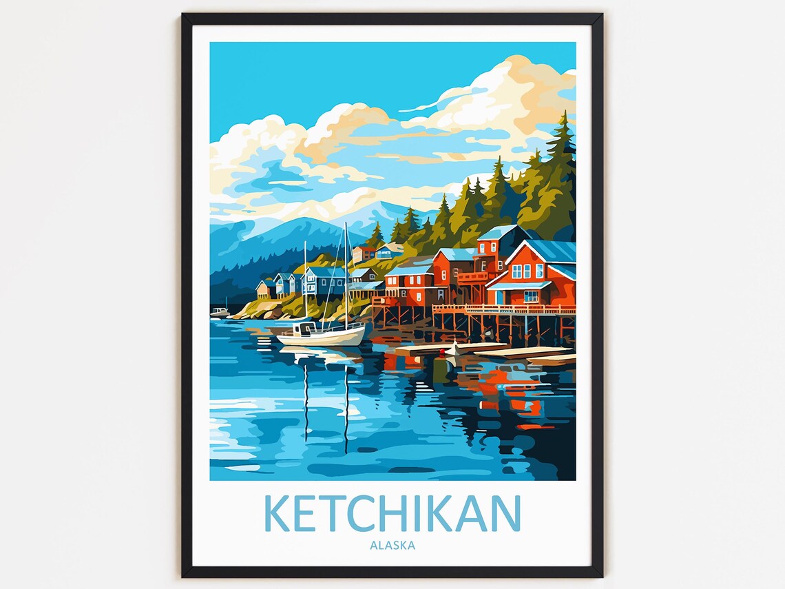 Ketchikan Travel Poster, Alaska Gift for Art Lovers