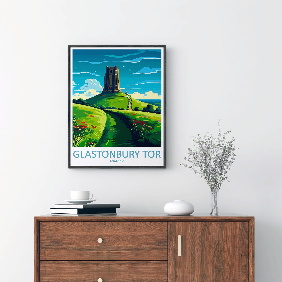 Glastonbury Tor Travel Poster, England Landmark - Image 2