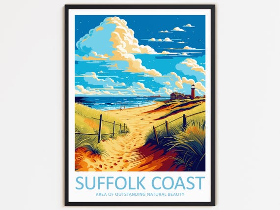 Suffolk Coast Travel Print Wall Decor Suffolk Coast Wall Hanging Art Home Dcor Area Of Outstanding Natural Beauty Gift Art Lovers