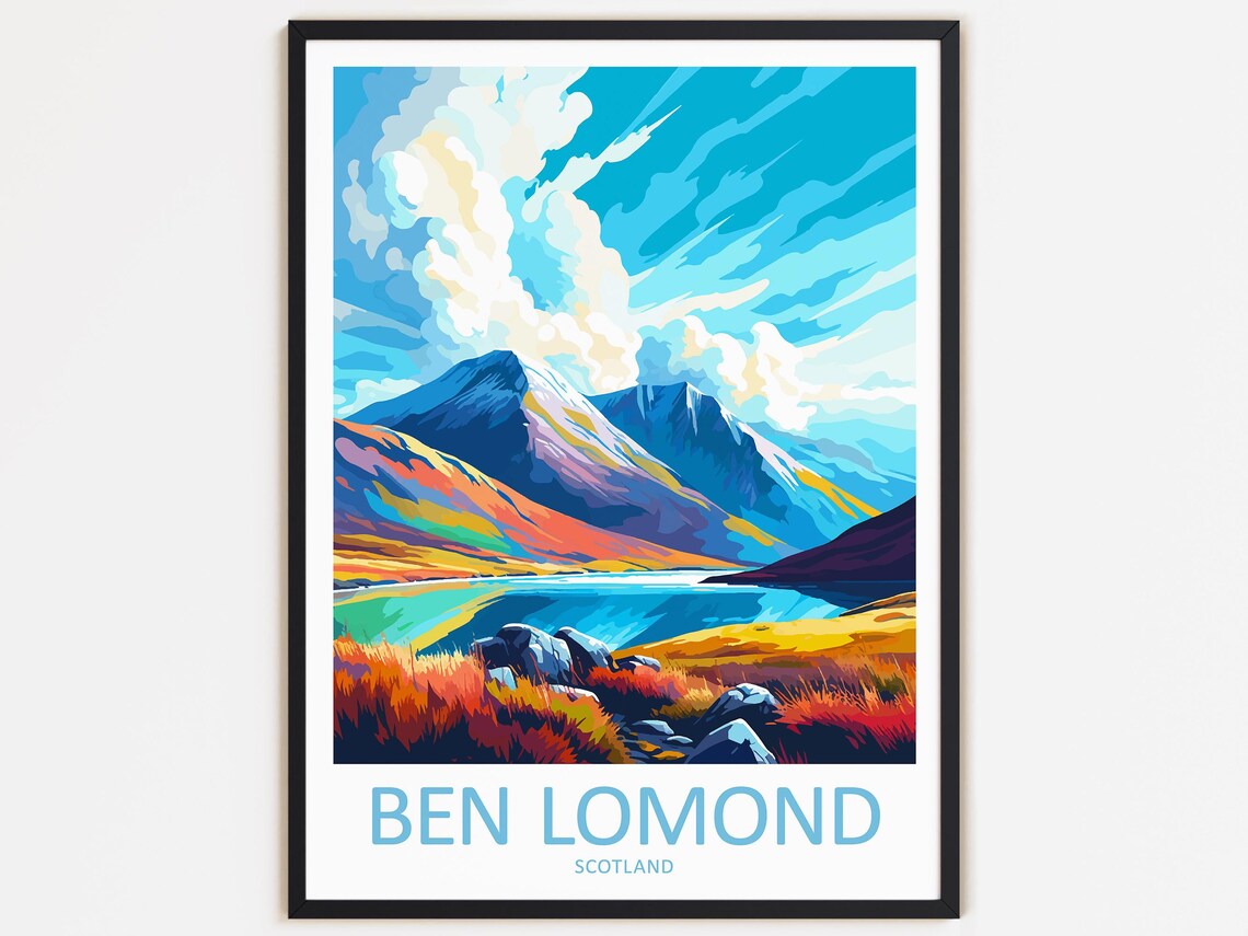 Ben Lomond Travel Poster, Scotland Home Decor