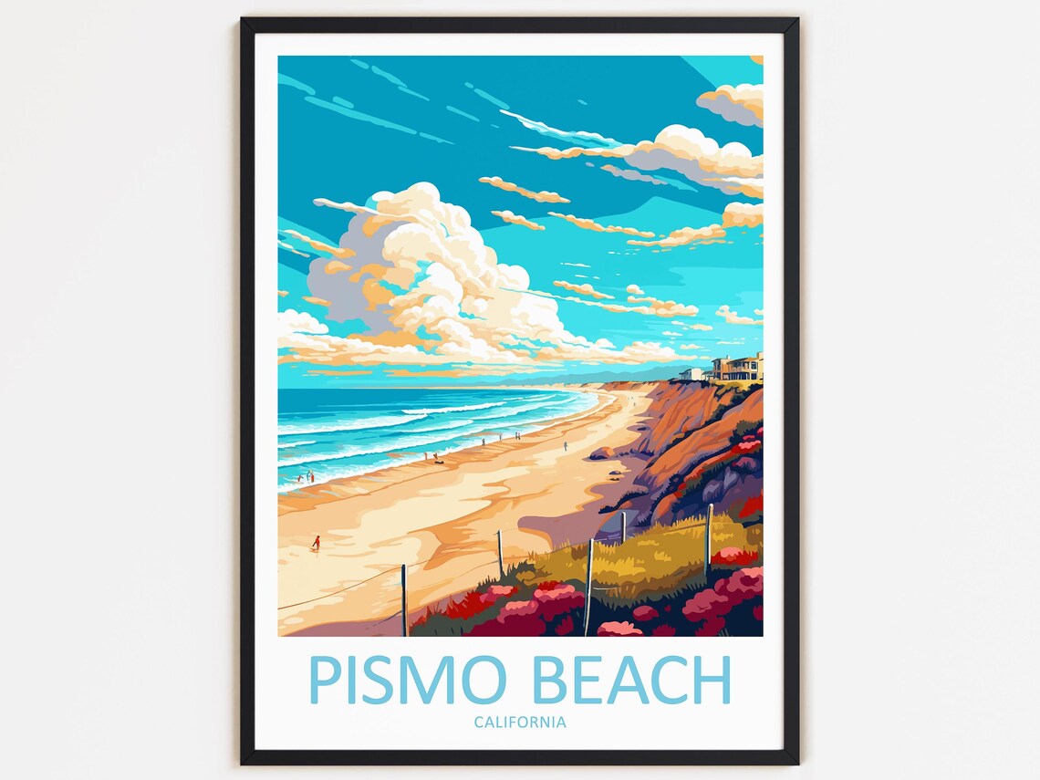 Pismo Beach Travel Print, California Coastal Decor