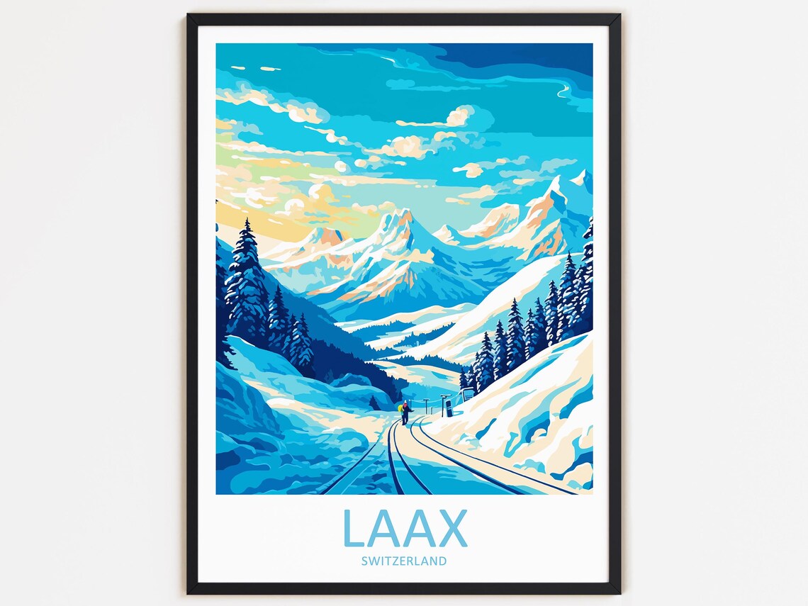Laax Travel Poster, Switzerland Wall Decor