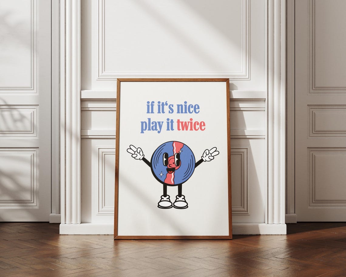 If Its Nice Play It Twice Retro Vinyl Record Mascot Music Room Poster - Image 3