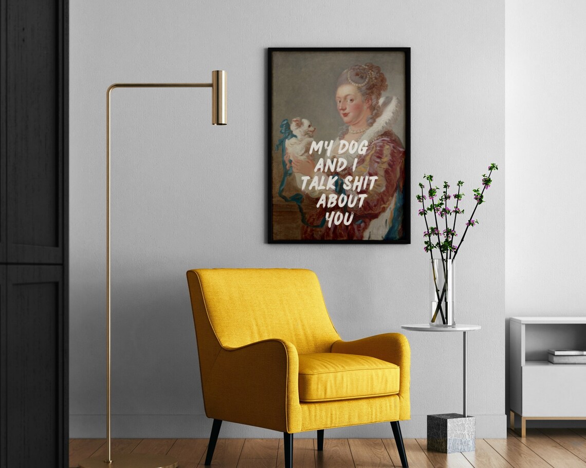 Funny Vintage Dog Lover Renaissance Portrait Art Print - Image 4