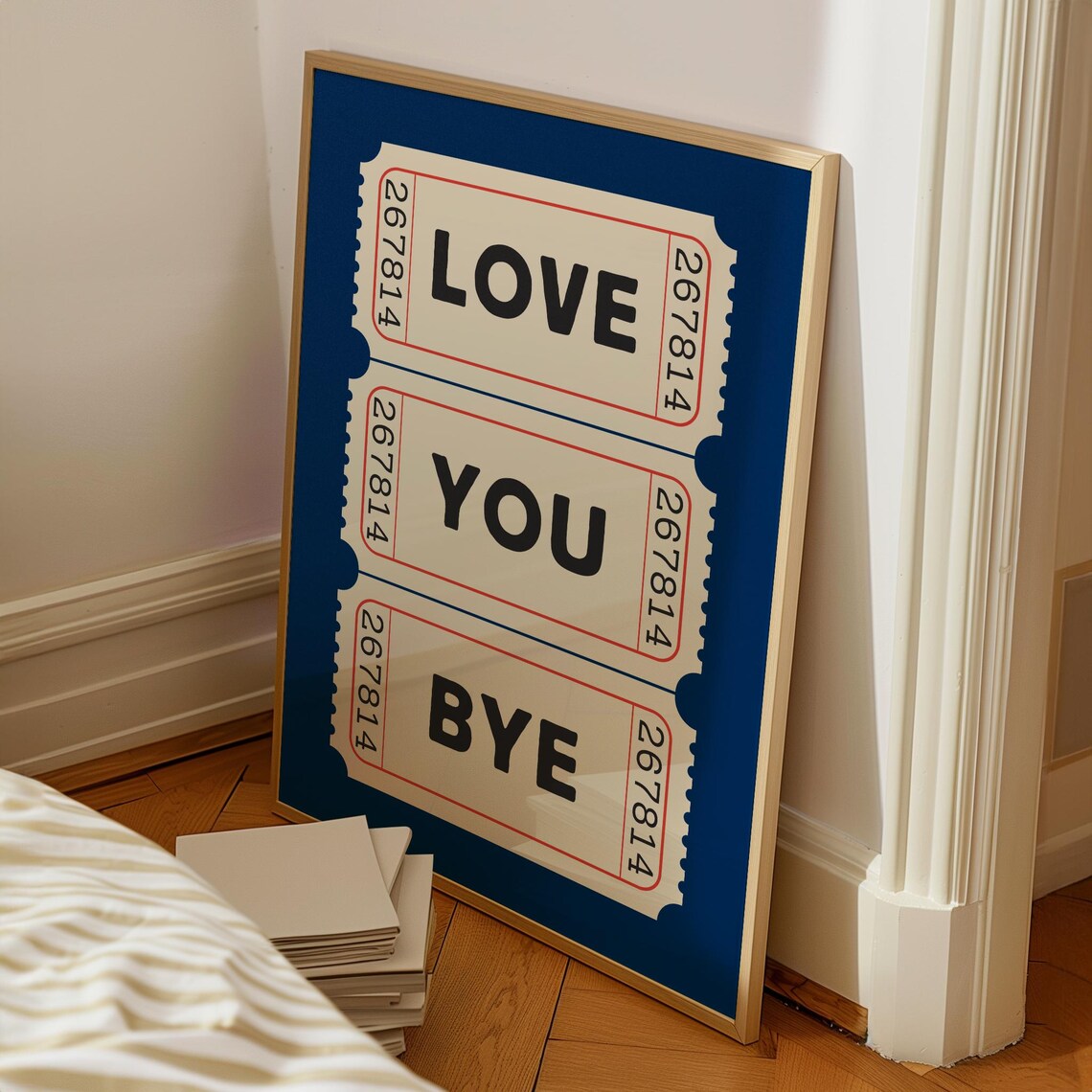 Love You Bye Retro Ticket Stub Trio Navy Blue Hallway Poster - Image 7