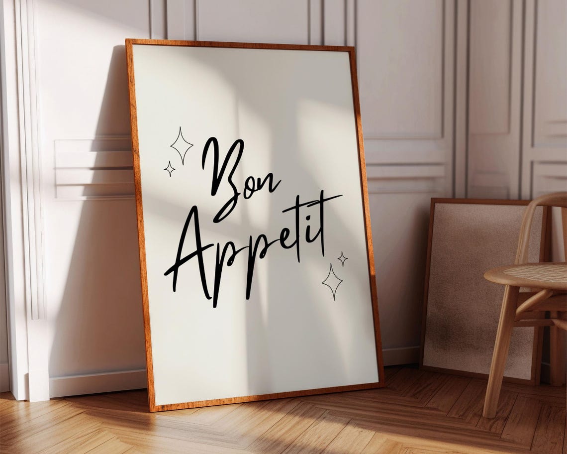 Bon Appetit Script Elegant Sparkle Minimalist Kitchen Poster - Image 6