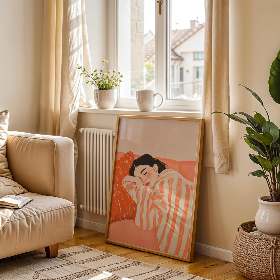 Orange Abstract Woman, Contemporary Minimalist Art Print - Image 2