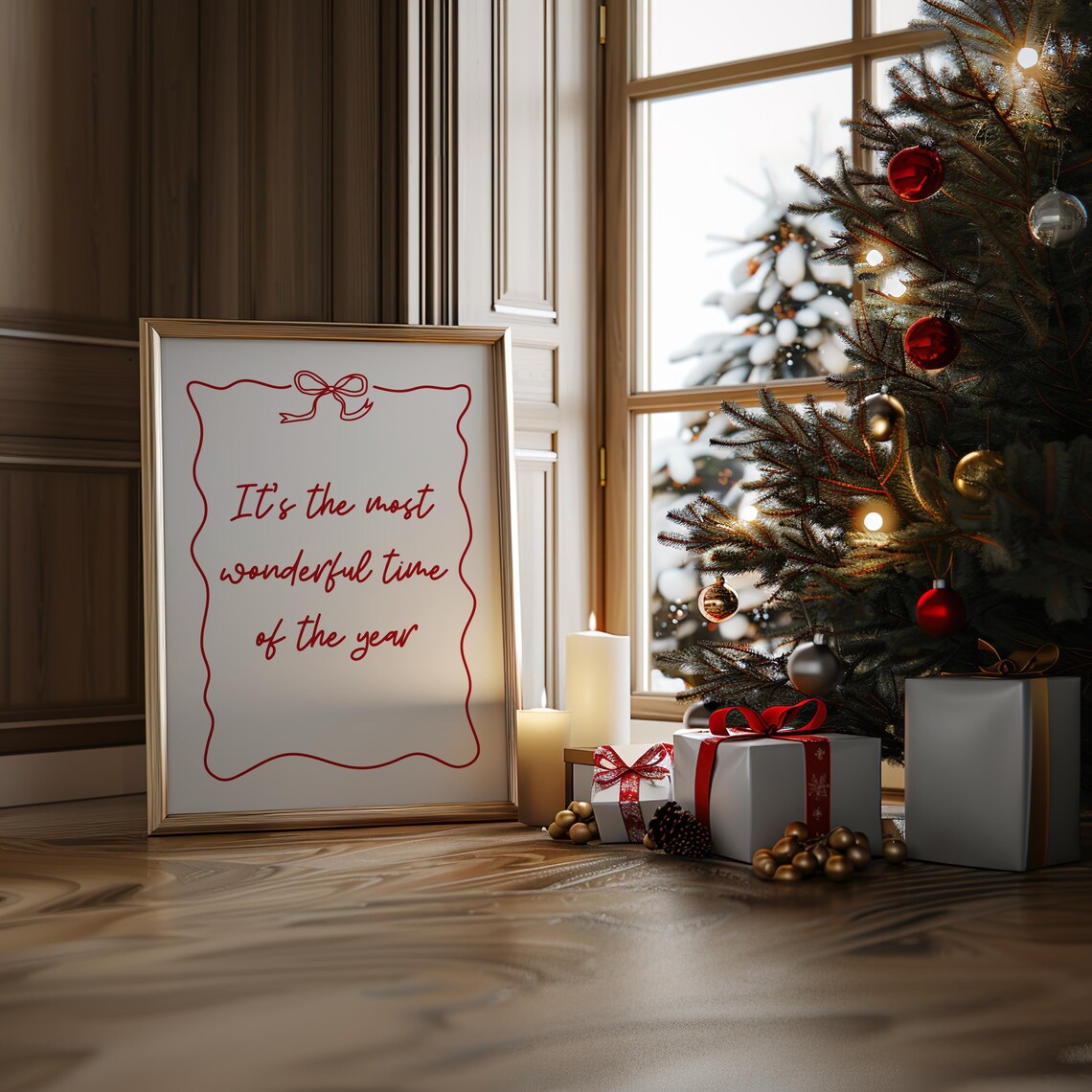 Minimalist Red Christmas Quote Art Print - Image 7