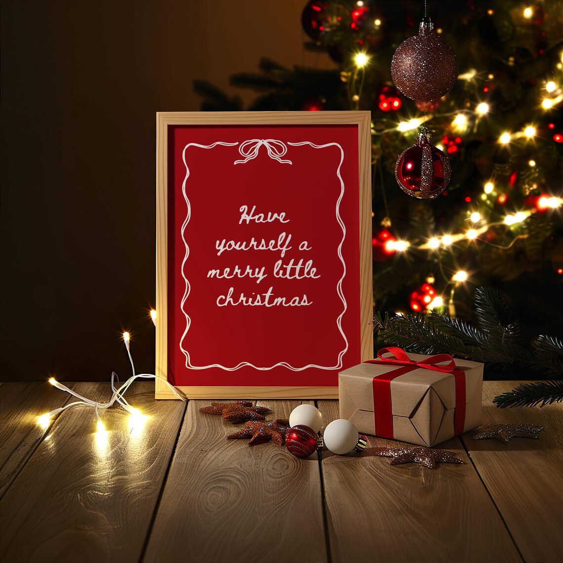 Have Yourself A Merry Little Christmas Red Script Holiday Poster - Image 6