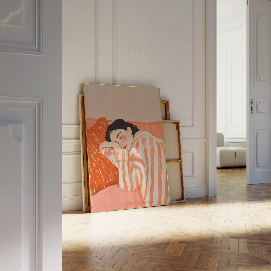 Orange Abstract Woman, Contemporary Minimalist Art Print - Image 4