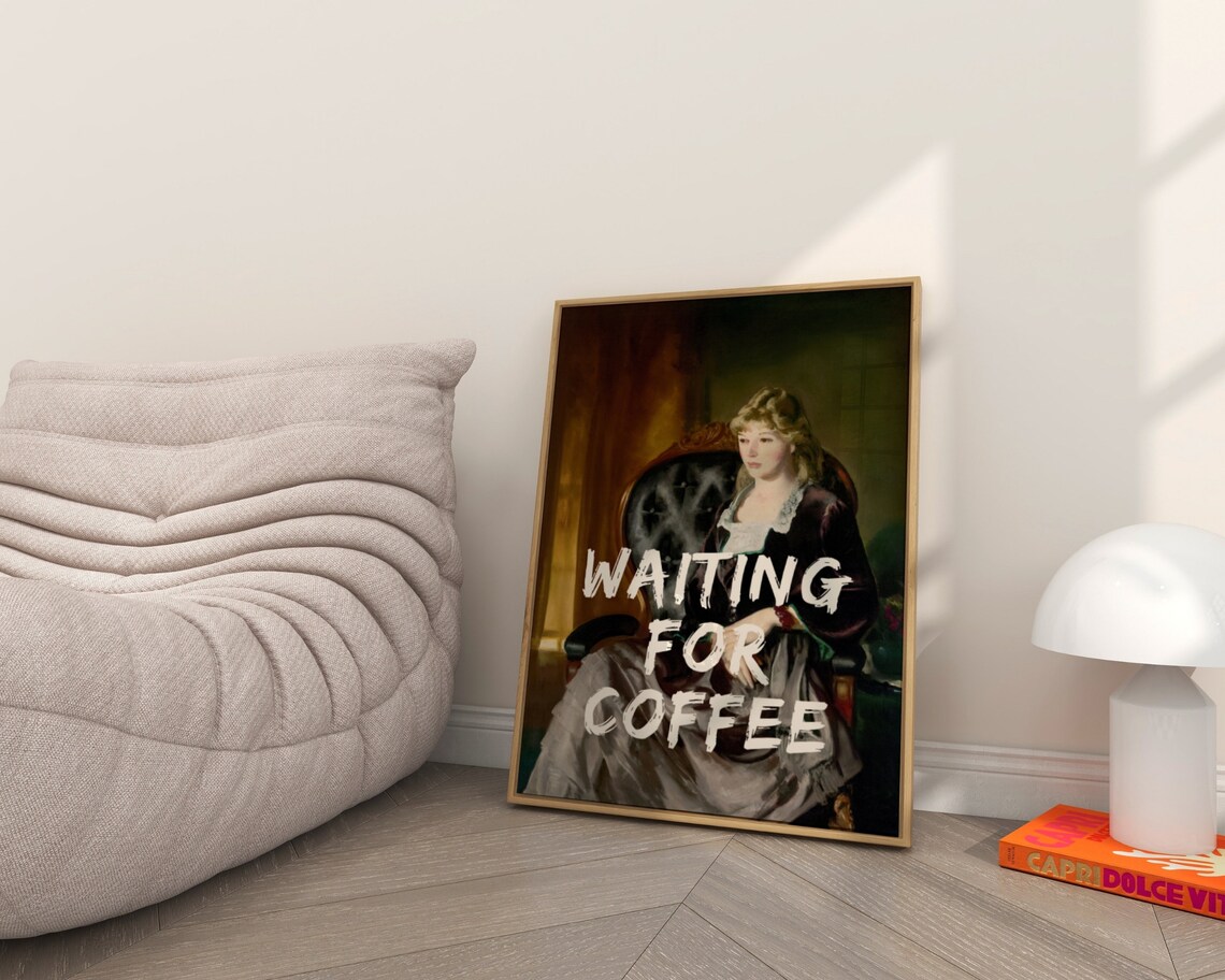 Waiting For Coffee Vintage Portrait Art Print - Image 2
