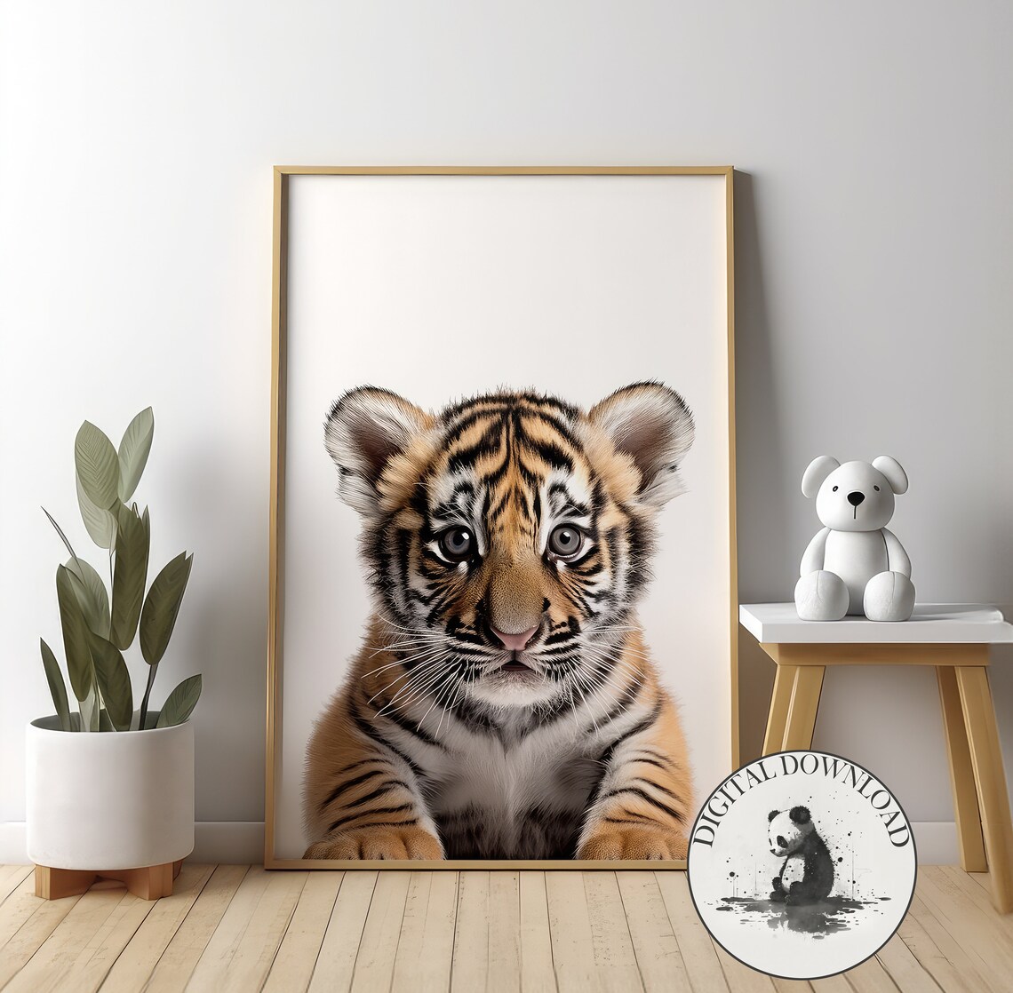 Cute Tiger Cub Close-Up Portrait Sweet Jungle Nursery Animal Poster