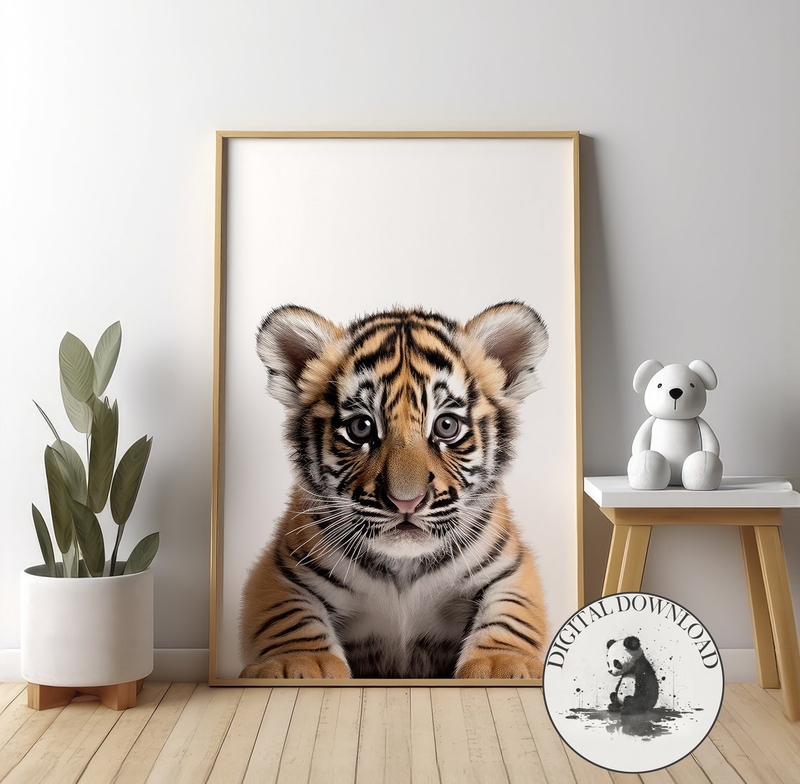 Tiger Cub Wall Art Cute Illustration Infant Nursery Decor Ink Drawing