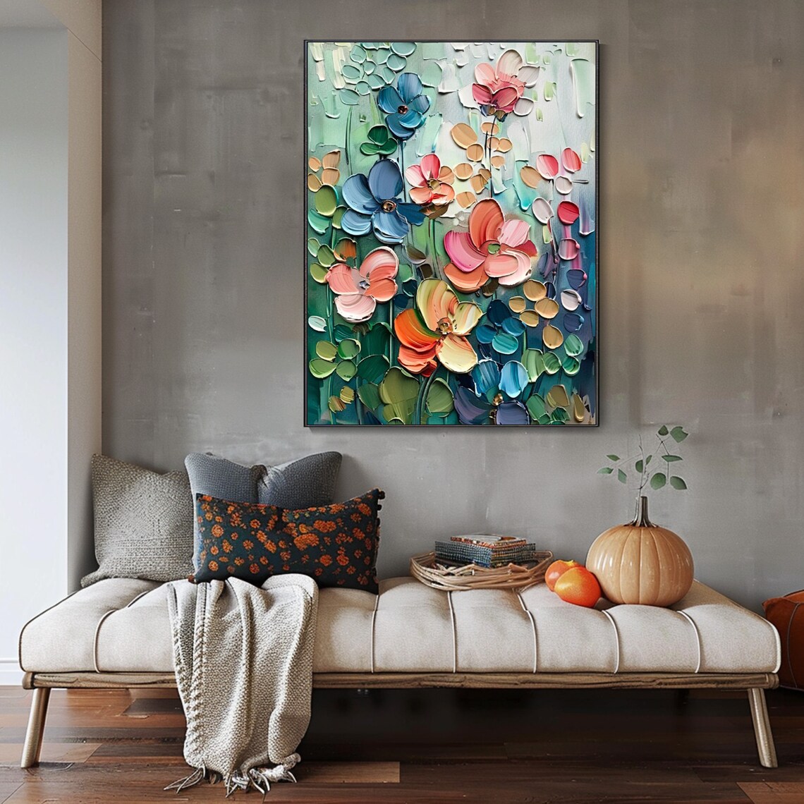 3D Textured Flower Abstract Art Print, Spring Decor - Image 2