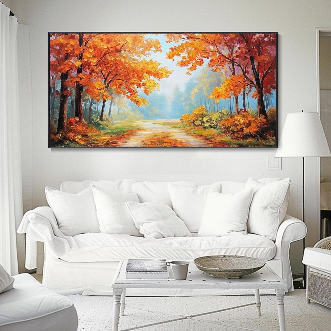 Autumn Forest Road Orange Canopy Sunlit Golden Fall Pathway Poster - Image 2