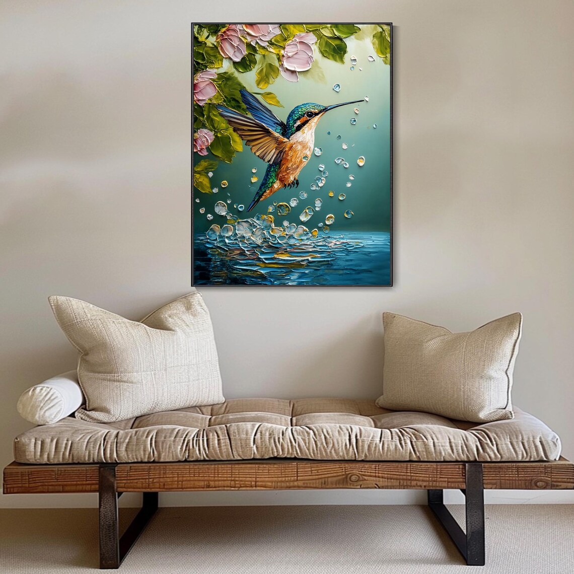 Personalized Hummingbird Oil Painting, Wall Art Print - Image 3