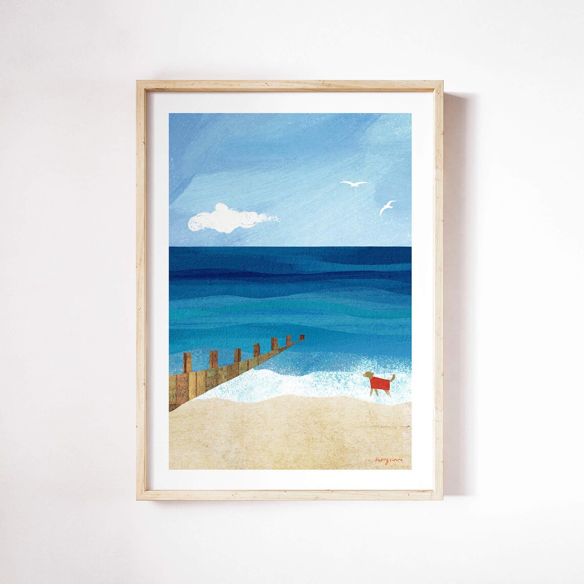Henry Rivers Beach Dog Walk, Seaside Art Print