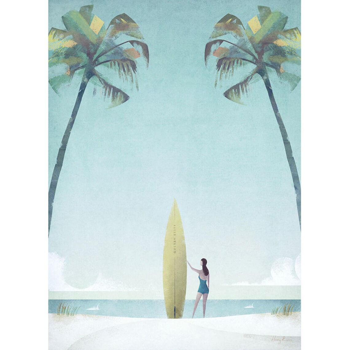 Surf Girl By Henry Rivers, Beach Wall Art Print - Image 3